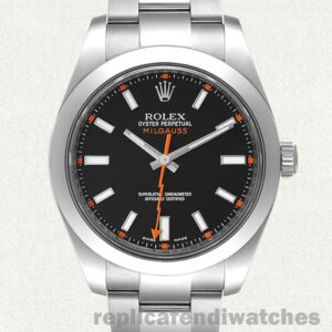 Fake Rolex Milgauss 40mm Men's 116400BKSO Silver-tone Stainless Steel