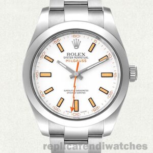 Fake Rolex Milgauss Men's 40mm 116400-72400 Oyster Bracelet White Dial